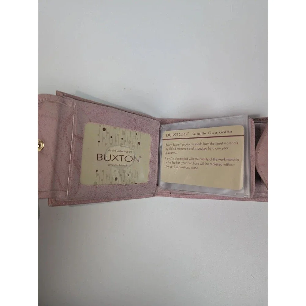 Buxton Pink Genuine Leather Wallet Bifold Organizer Coin Pocket ID Holder NIB
